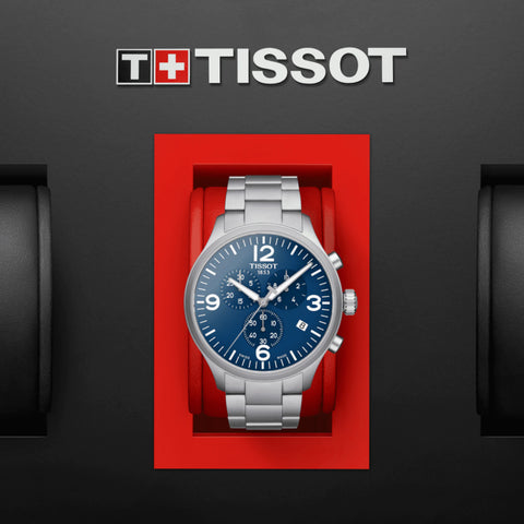  Shop Authentic Tissot T Sport Chrono XL Chronograph Blue Dial Silver Steel Strap Watch For Men - T116.617.11.047.00 - Luxxuri