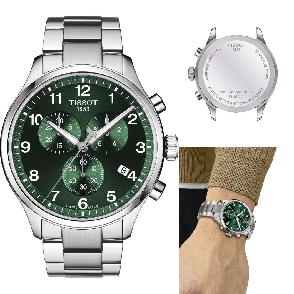  Shop Authentic Tissot Chrono XL Classic Green Dial Silver Steel Strap Watch for Men - T116.617.11.092.00 - Luxxuri