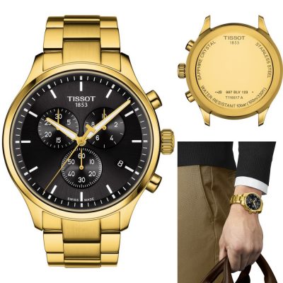  Shop Authentic Tissot Chrono XL Classic Black Dial Gold Steel Strap Watch for Men - T116.617.33.051.00 - Luxxuri
