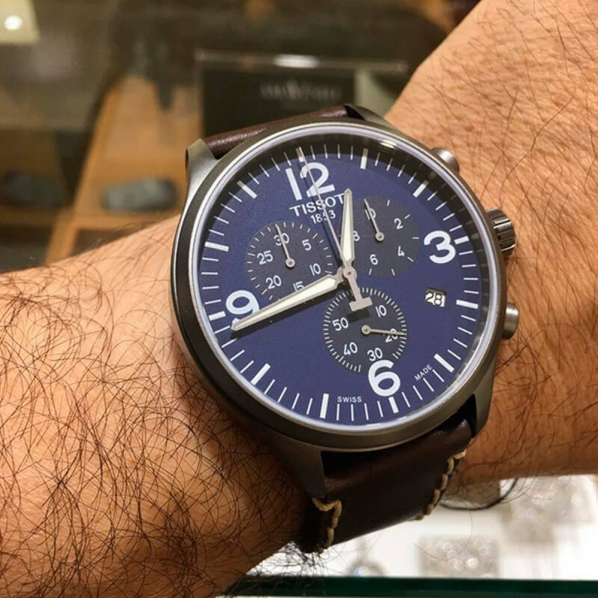  Shop Authentic Tissot Chrono XL Blue Dial Brown Leather Strap Watch For Men - T116.617.36.047.00 - Luxxuri