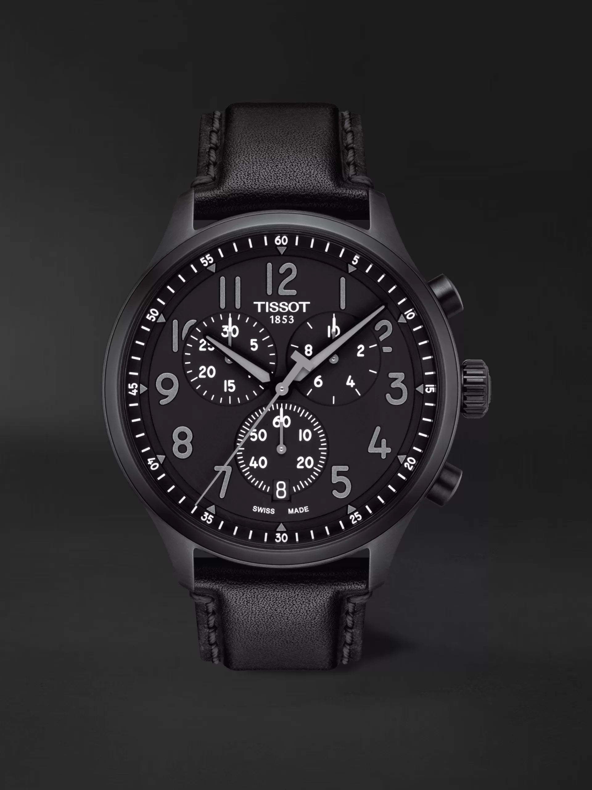 Tissot Chrono XL Vintage Black Dial Black Leather Strap Watch For Men - T116.617.36.052.00