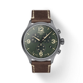Tissot T Sport Chrono XL Green Dial Brown Leather Strap Watch For Men - T116.617.36.097.00