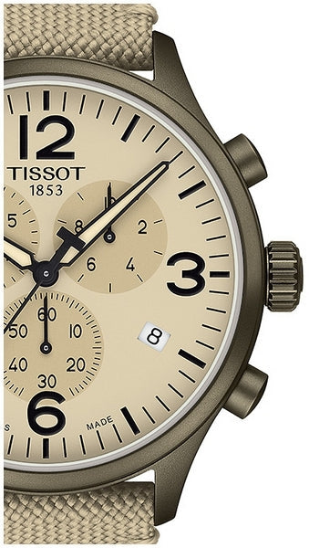  Shop Authentic Tissot T Sport Chrono XL Beige Dial Green Nylon Strap Watch for Men - T116.617.37.267.00 - Luxxuri