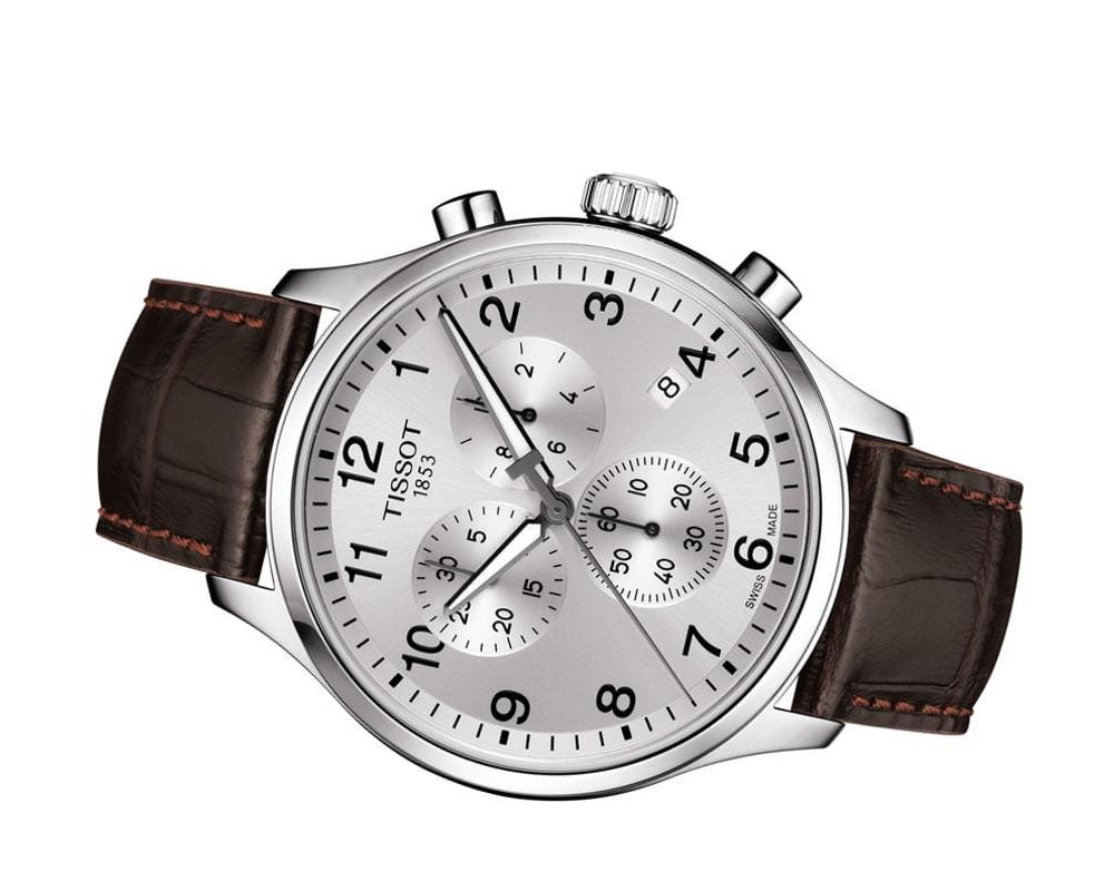  Shop Authentic Tissot T Sport Chrono XL Classic Silver Dial Brown Leather Strap Watch For Men - T116.617.16.037.00 - Luxxuri