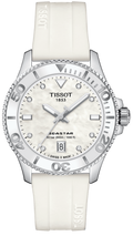 Tissot Seastar 1000 Mother of Pearl White Dial White Rubber Strap Watch for Women - T120.210.17.116.00