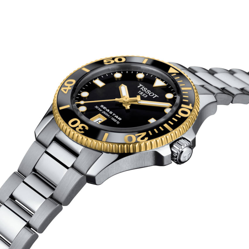 Tissot Seastar 1000 Black Dial Silver Steel Strap Watch For Men - T120.210.21.051.00