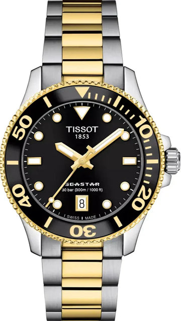  Shop Authentic Tissot Seastar 1000 Black Dial Two Tone Steel Strap Watch for Women - T120.210.22.051.00 - Luxxuri