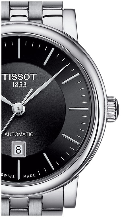  Shop Authentic Tissot T Classic Carson Premium Automatic Lady Black Dial Silver Steel Strap Watch for Women - T122.207.11.051.00 - Luxxuri