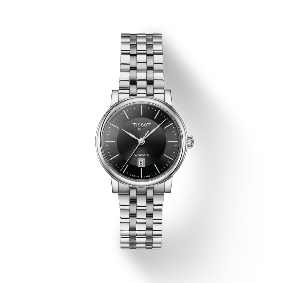  Shop Authentic Tissot T Classic Carson Premium Automatic Lady Black Dial Silver Steel Strap Watch for Women - T122.207.11.051.00 - Luxxuri