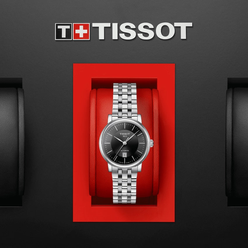  Shop Authentic Tissot T Classic Carson Premium Automatic Lady Black Dial Silver Steel Strap Watch for Women - T122.207.11.051.00 - Luxxuri