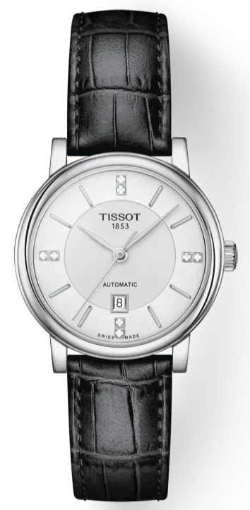 Tissot Carson Premium Lady Born to Be Brace Special Edition Silver Dial Black Leather Strap Watch for Women - T122.207.16.036.00
