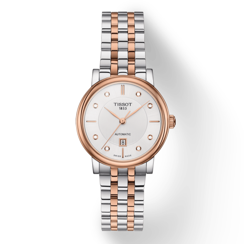 Tissot T Classic Carson Premium Diamonds White Dial Two Tone Steel Strap Watch for Women - T122.207.22.036.00