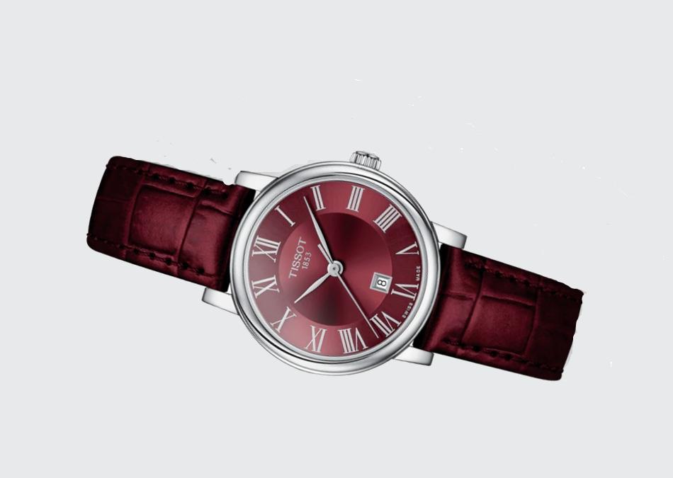  Shop Authentic Tissot Carson Premium Lady Maroon Dial Maroon Leather Strap Watch For Women - T122.210.16.373.00 - Luxxuri