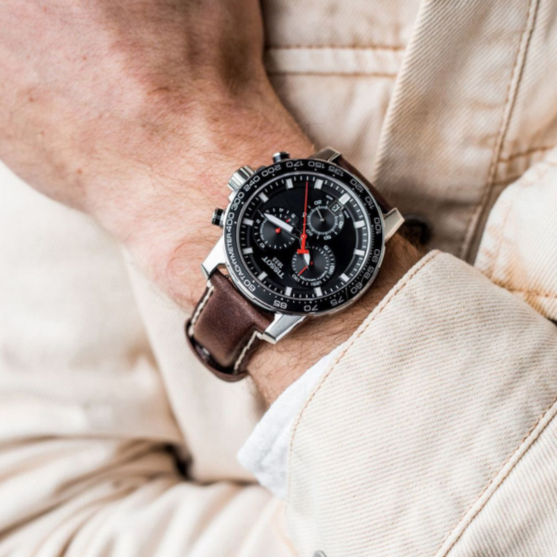  Shop Authentic Tissot Supersport Chrono Black Dial Brown Leather Strap Watch for Men - T125.617.16.051.01 - Luxxuri