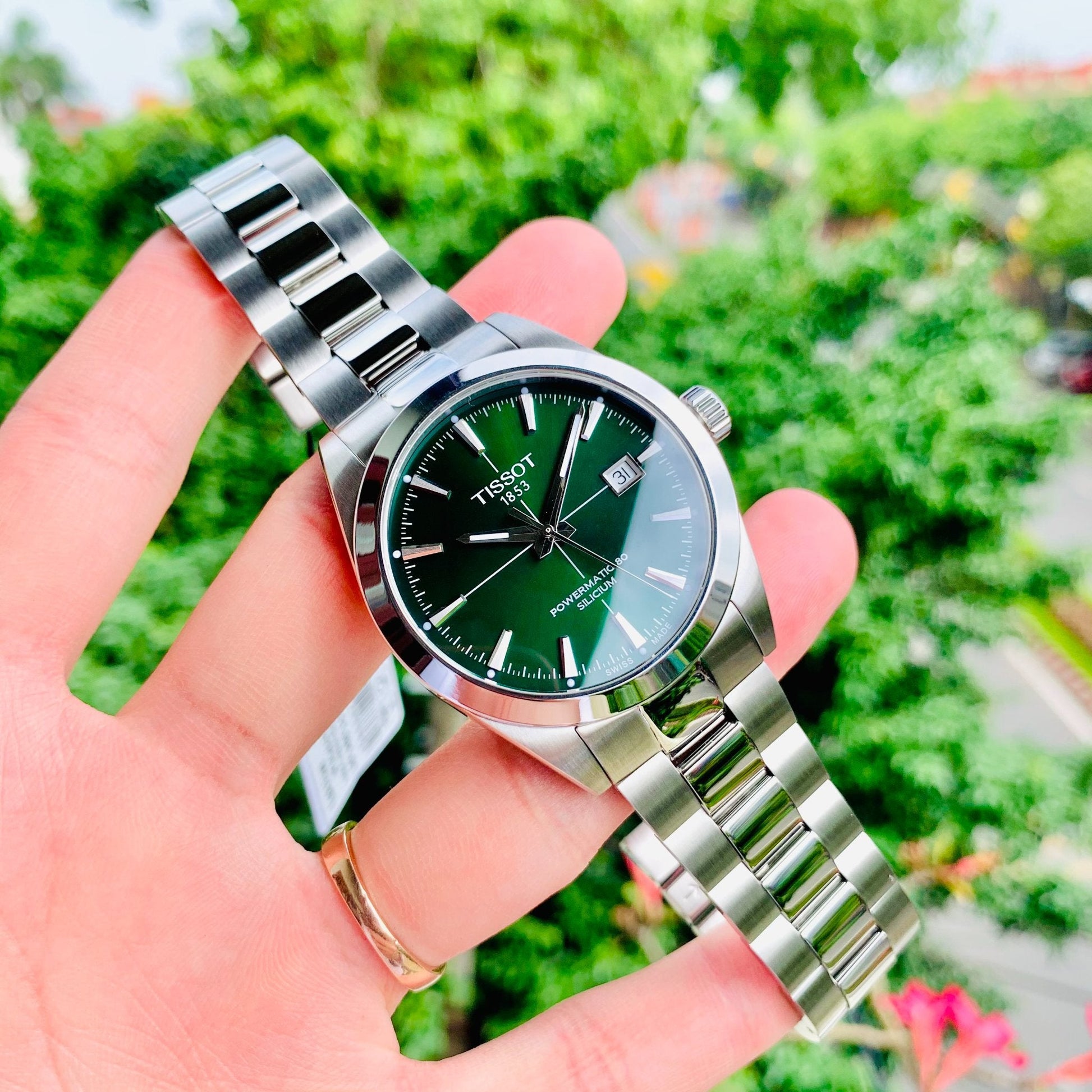  Shop Authentic Tissot Gentleman Powermatic 80 Silicium Green Dial Silver Steel Strap Watch For Men - T127.407.11.091.01 - Luxxuri