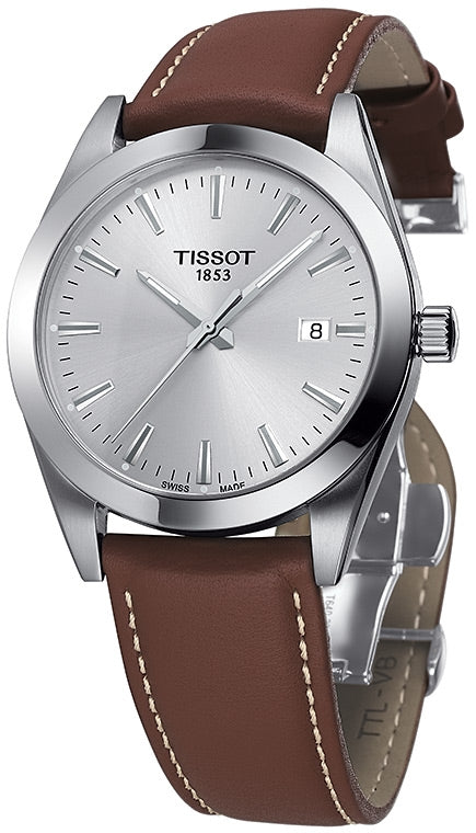  Shop Authentic Tissot Gentleman Silver Dial Brown Leather Strap Watch For Men - T127.410.16.031.00 - Luxxuri