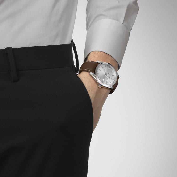  Shop Authentic Tissot Gentleman Silver Dial Brown Leather Strap Watch For Men - T127.410.16.031.00 - Luxxuri