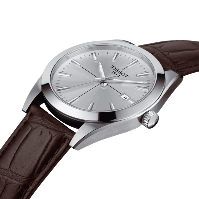  Shop Authentic Tissot Gentlemen Silver Dial Brown Leather Strap Watch for Men - T127.410.16.031.01 - Luxxuri