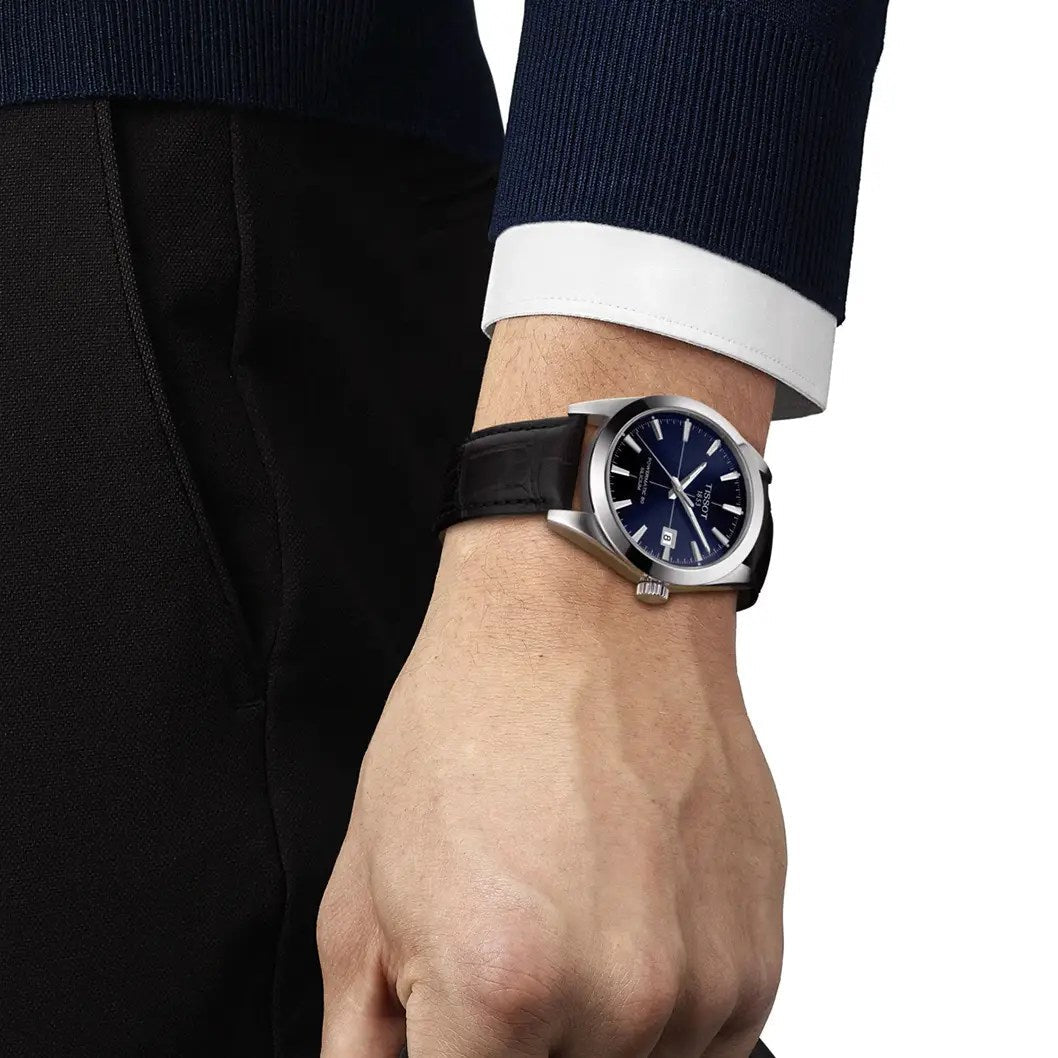  Shop Authentic Tissot Gentleman Powermatic 80 Silicium Blue Dial Black Leather Strap Watch For Men - T127.407.16.041.01 - Luxxuri