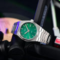 Tissot PRX Quartz Green Dial Steel Silver Steel Strap Watch for Men - T137.410.11.081.00