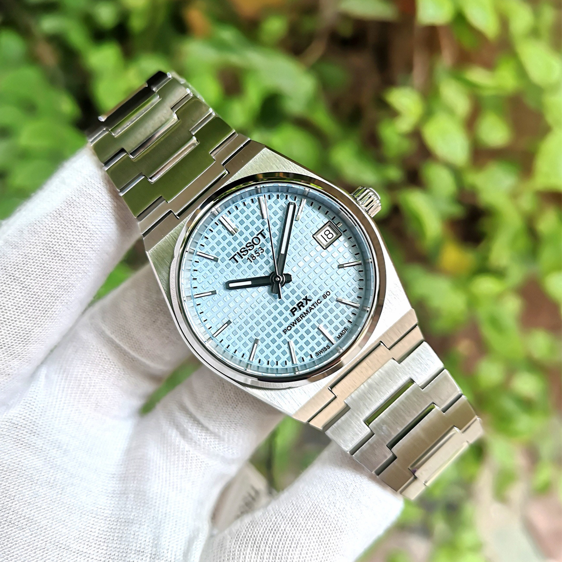 Tissot PRX Powermatic 80 Ice Blue Dial Silver Steel Strap Watch for Men - T137.207.11.351.00