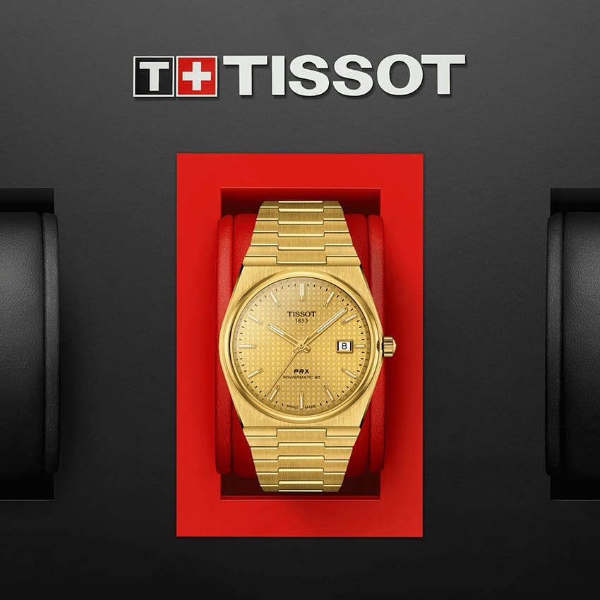  Shop Authentic Tissot PRX Powermatic 80 Gold Dial Gold Steel Strap Watch for Men - T137.407.33.021.00 - Luxxuri