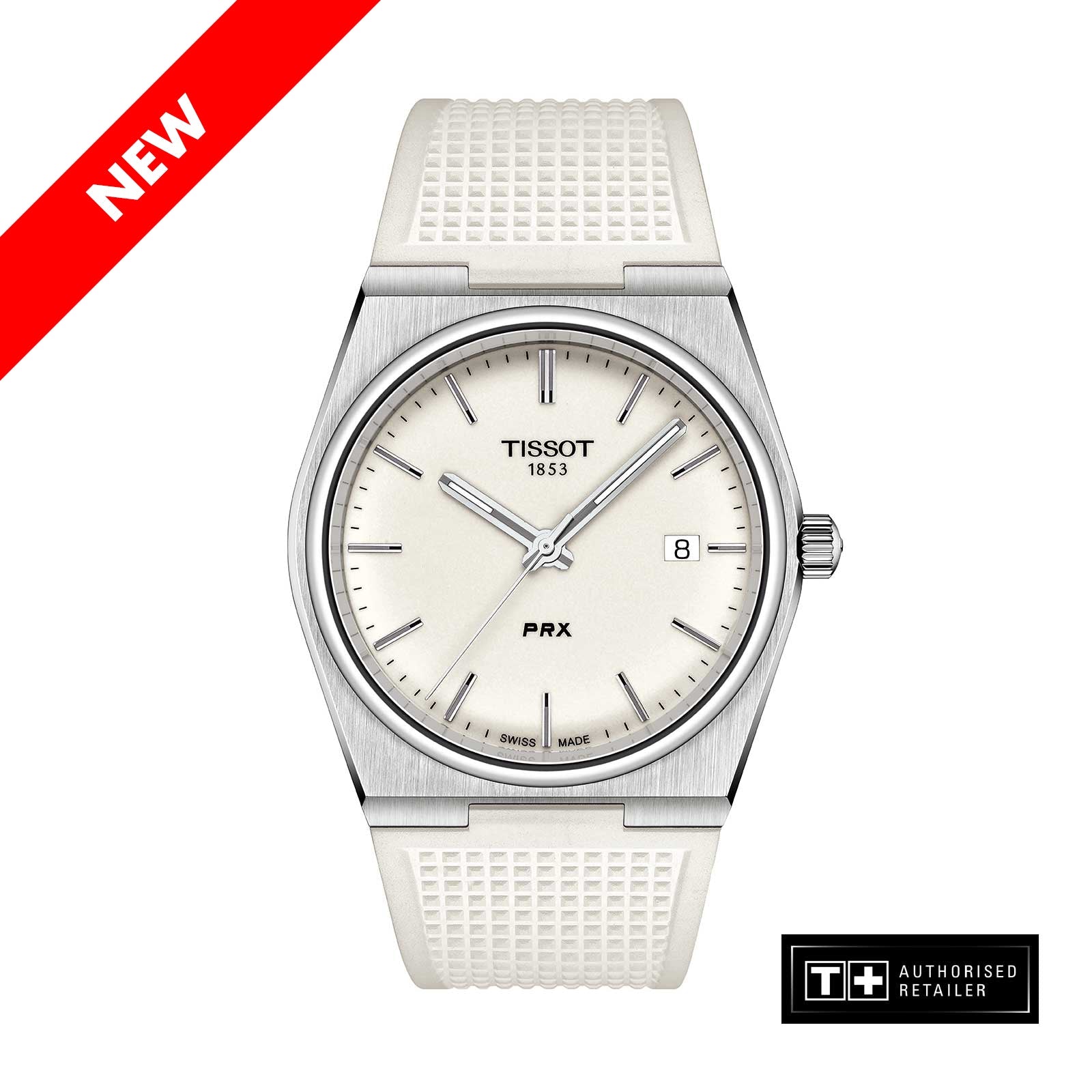 Tissot PRX 40 White Dial White Rubber Strap Watch For Men -  T137.410.17.011.00
