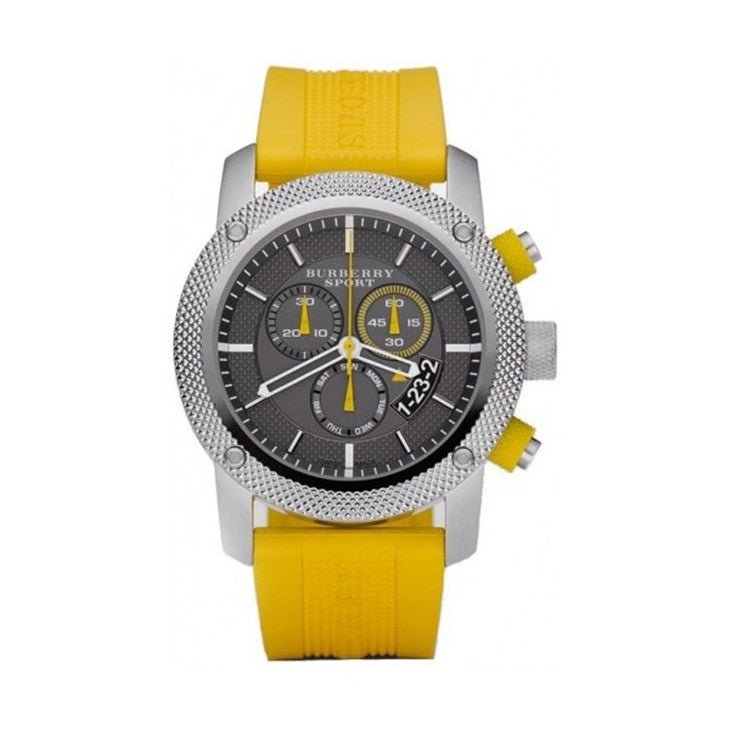  Shop Authentic Burberry Sport Chronograph Grey Dial Yellow Rubber Strap Watch for Men - BU7712 - Luxxuri