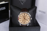  Shop Authentic Guess Exec Chronograph Quartz Gold Dial Brown Leather Strap Watch for Men - W0076G3 - Luxxuri