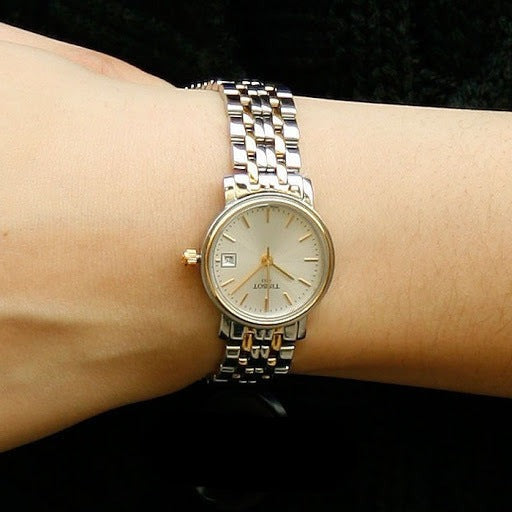  Shop Authentic Tissot Desire White Dial Two Tone Mesh Bracelet Two Tone Steel Watch For Men - T52.2.481.31 - Luxxuri