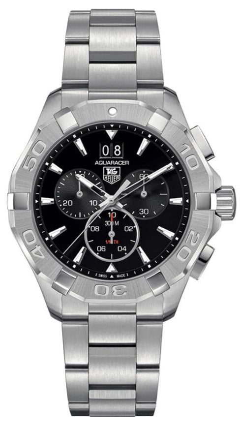  Shop Authentic Tag Heuer Aquaracer Chronograph Black Dial Silver Steel Strap Watch for Men - CAY1110.BA0927 - Luxxuri