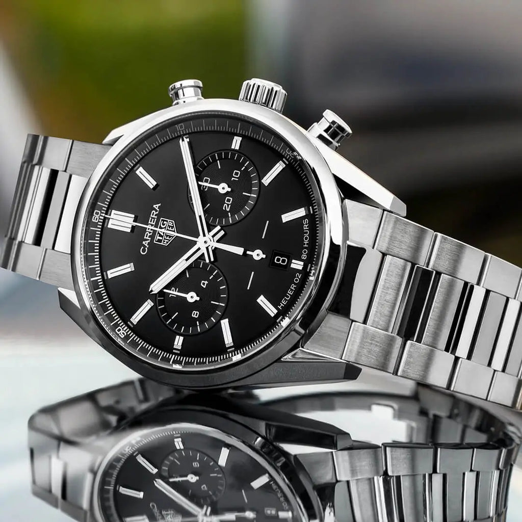 Shop Authentic Tag Heuer Carrera Chronograph Black Dial Silver Steel Strap Watch for Men - CBN2010.BA0642 - Luxxuri