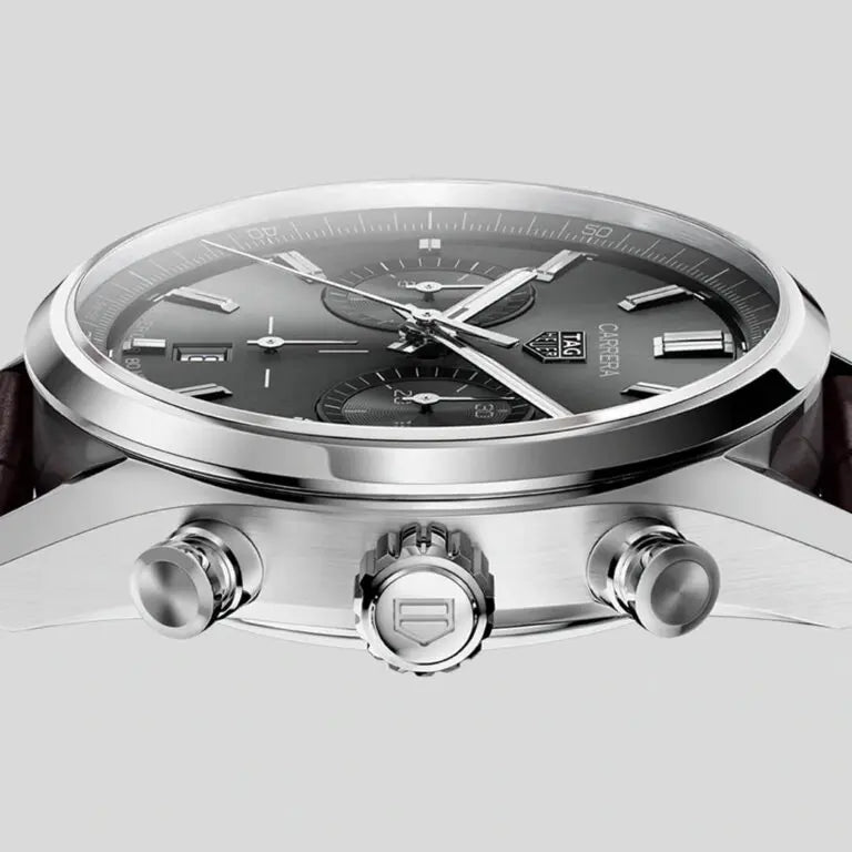  Shop Authentic Tag Heuer Carrera Chronograph Grey Dial Brown Leather Strap Watch for Men - CBN2012.FC6483 - Luxxuri