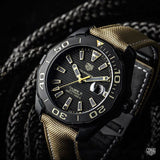  Shop Authentic Tag Heuer Aquaracer 300 Calibre 5 Automatic Black Dial Brown Fabric Strap Watch for Men - WAY208C.FC6383 - Luxxuri