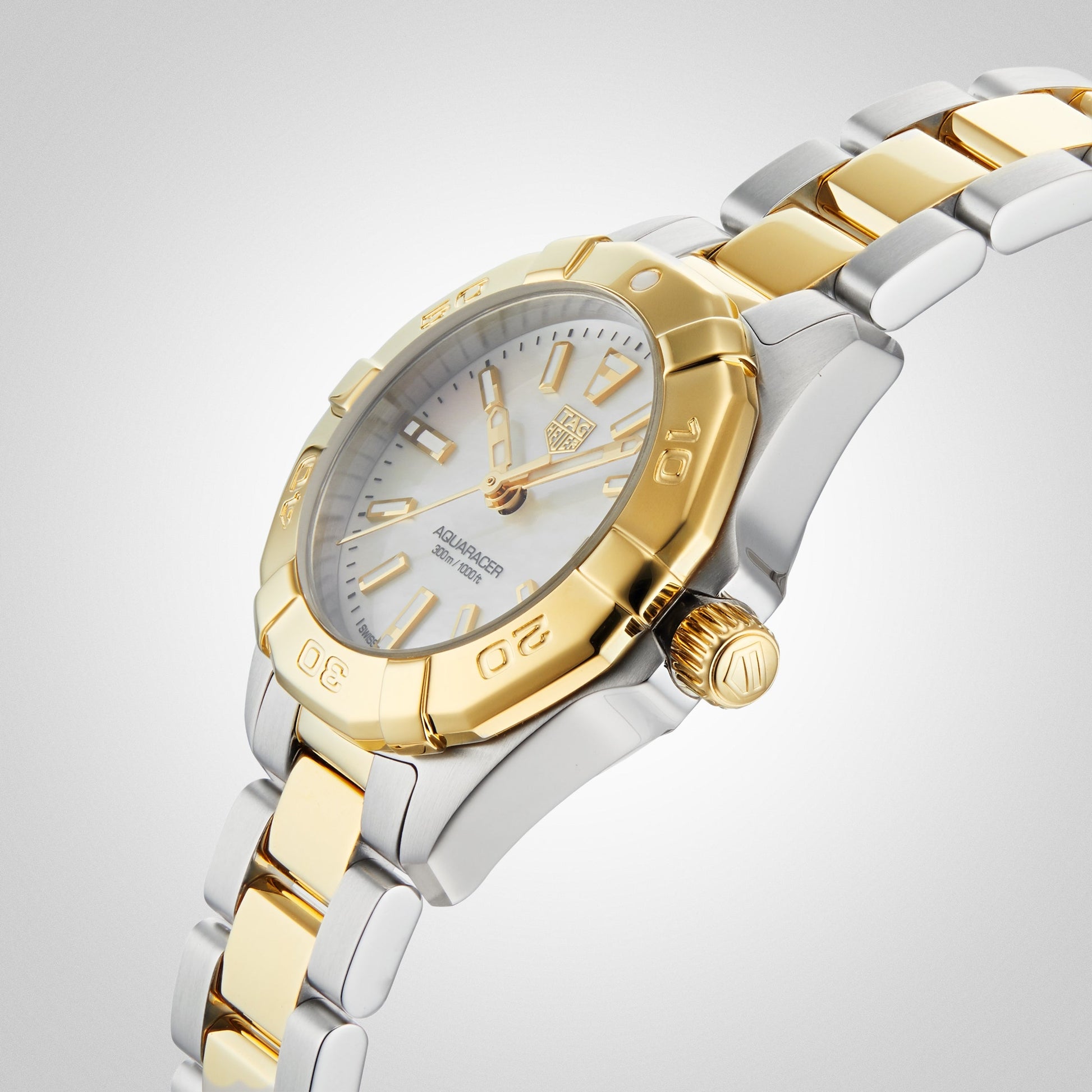  Shop Authentic Tag Heuer Aquaracer Mother of Pearl Dial Two Tone Steel Strap Watch for Men - WBD1420.BB0321 - Luxxuri