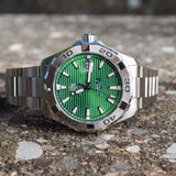  Shop Authentic Tag Heuer Aquaracer Calibre 5 Automatic Green Dial Silver Steel Strap Watch for Men - WAY2015.BA0927 - Luxxuri