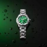  Shop Authentic Tag Heuer Aquaracer Diamonds Emerald Green Dial Silver Steel Strap Watch for Women - WBD1316.BA0740 - Luxxuri