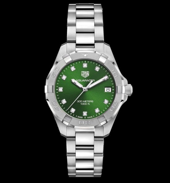  Shop Authentic Tag Heuer Aquaracer Diamonds Emerald Green Dial Watch for Women - WBD1316.BA0740 - Luxxuri