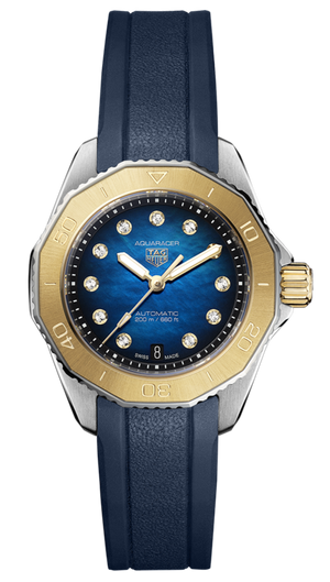  Shop Authentic Tag Heuer Aquaracer Professional 200 Automatic Diamonds Blue Dial Blue Rubber Strap Watch for Women - WBP2450.FT6215 - Luxxuri