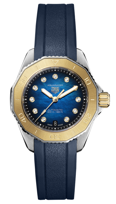  Shop Authentic Tag Heuer Aquaracer Professional 200 Automatic Diamonds Blue Dial Blue Rubber Strap Watch for Women - WBP2450.FT6215 - Luxxuri