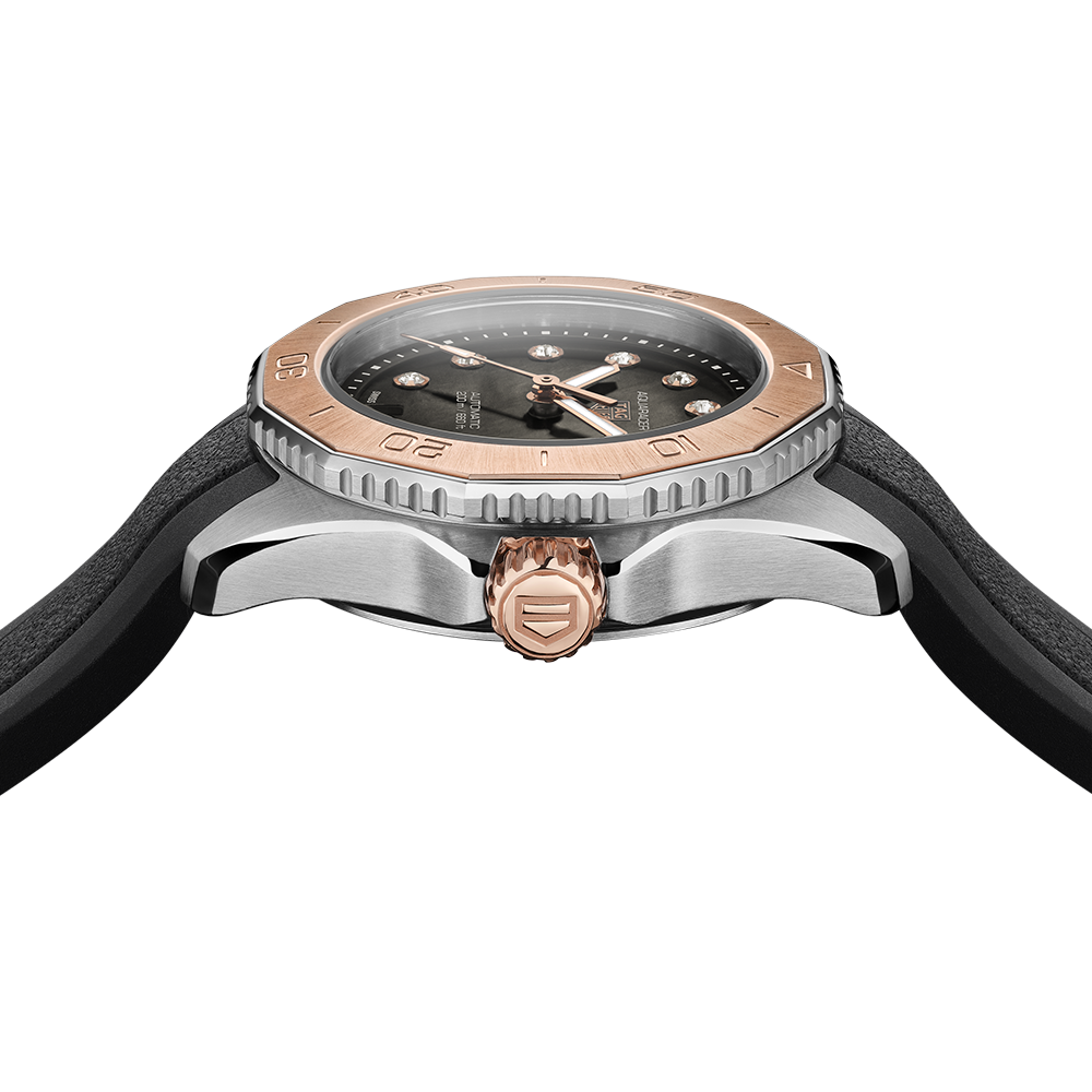 Tag Heuer Aquaracer Professional 200 Automatic Diamonds Black Dial Black Rubber Strap Watch for Women - WBP2451.FT6200