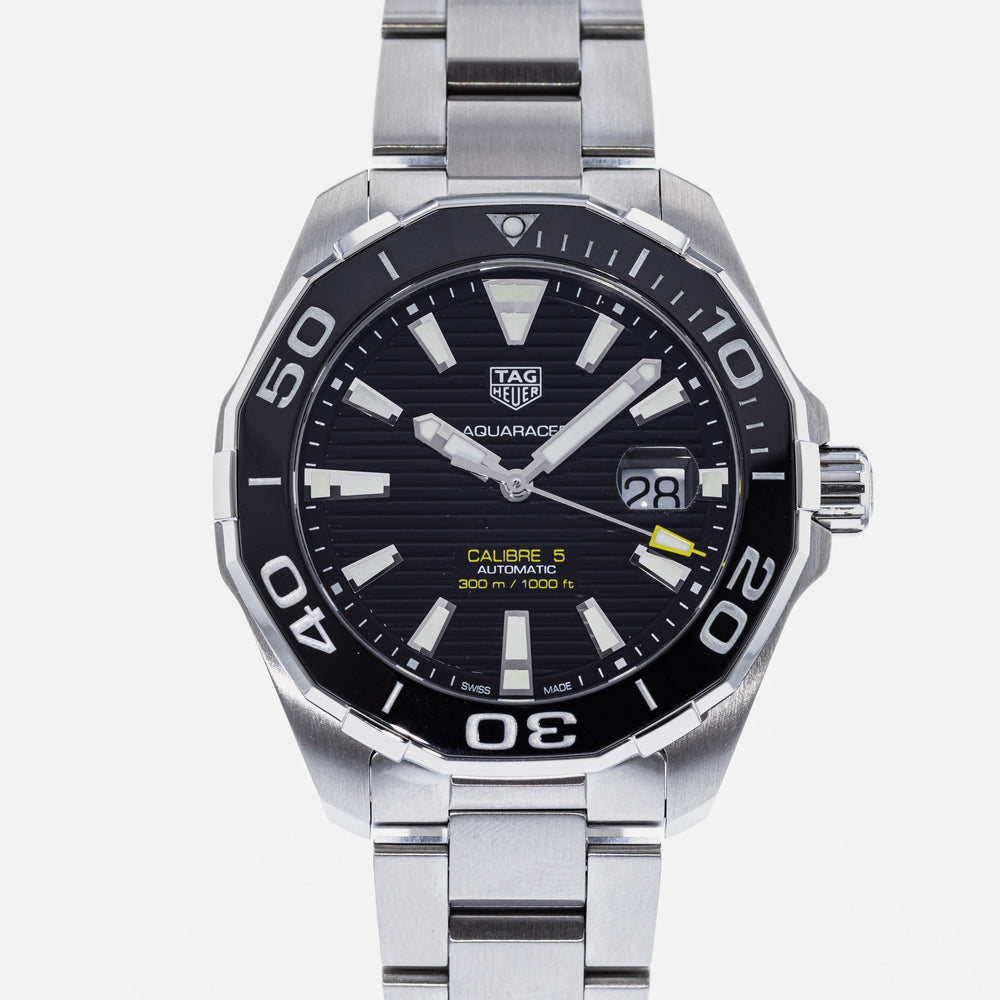  Shop Authentic Tag Heuer Aquaracer Black Dial Silver Steel Strap Strap Watch for Men - WAY201A.BA0927 - Luxxuri