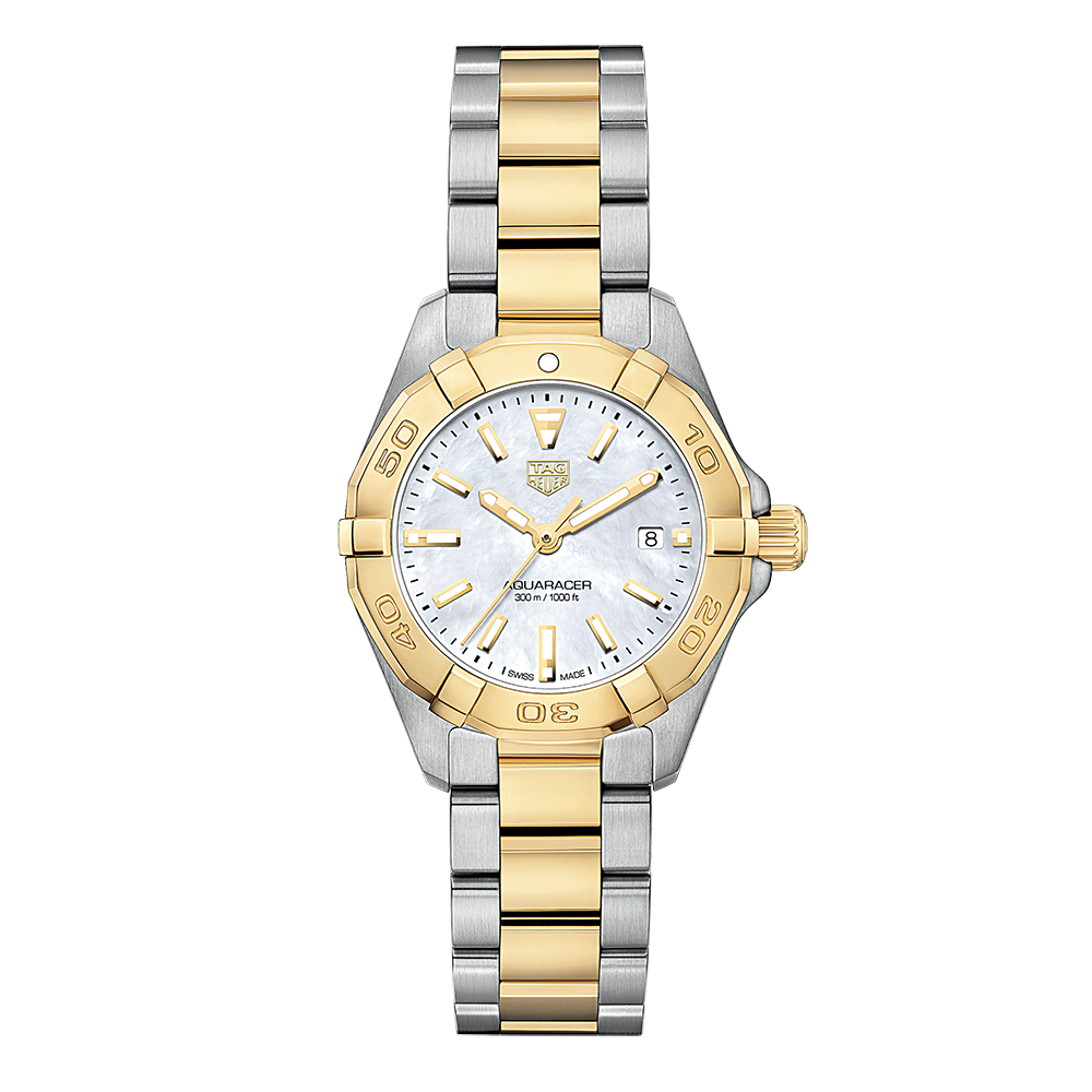 Shop Authentic Tag Heuer Aquaracer Mother of Pearl Dial Two Tone Steel Strap Watch for Men - WBD1420.BB0321 - Luxxuri