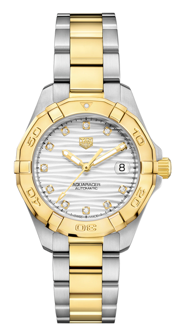 Shop Authentic Tag Heuer Aquaracer Automatic Diamonds Silver Dial Two Tone Steel Strap Watch for Women - WBD2321.BB0320 - Luxxuri