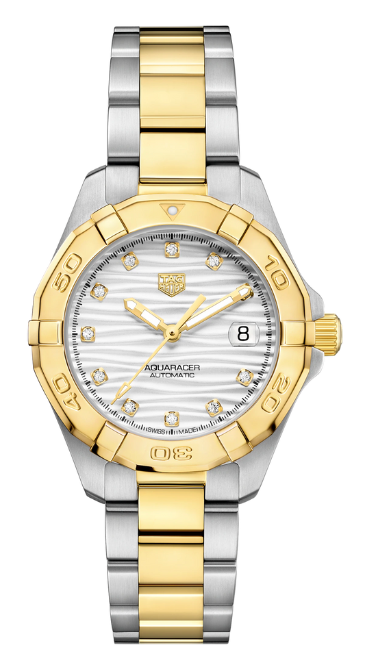  Shop Authentic Tag Heuer Aquaracer Automatic Diamonds Silver Dial Two Tone Steel Strap Watch for Women - WBD2321.BB0320 - Luxxuri