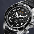 Tag Heuer Autavia Chronometer Flyback Automatic Chronograph Black Dial Black Leather Strap Watch for Men - CBE511A.FC8279
