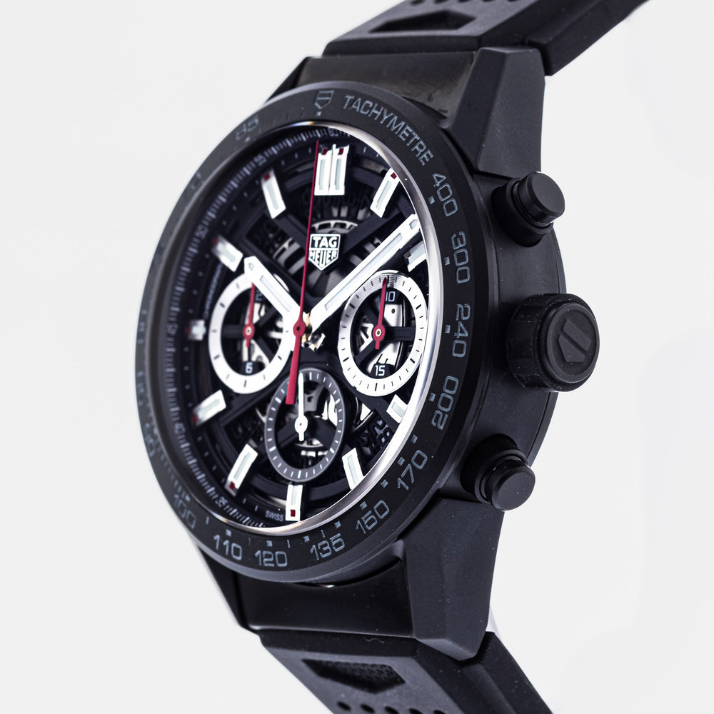  Shop Authentic Tag Heuer Carrera Chronograph Steel & Ceramic Black Dial Black Rubber Strap Watch for Men - CBG2090.FT6145 - Luxxuri