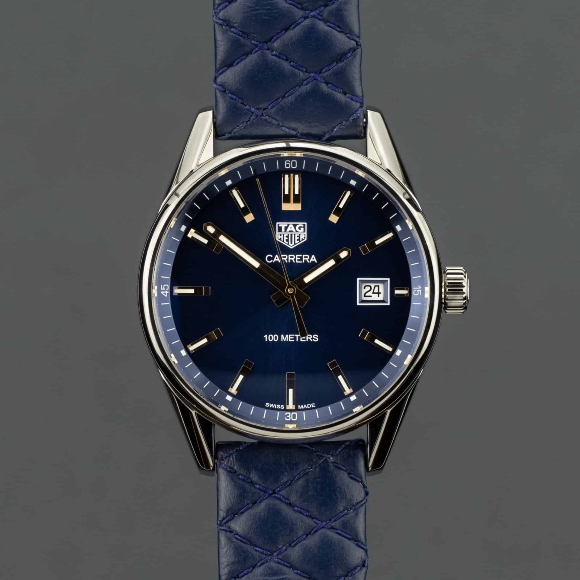  Shop Authentic Tag Heuer Carrera Quartz Blue Dial Blue Calfskin Leather Strap Watch for Women - WAR1112.FC6391 - Luxxuri
