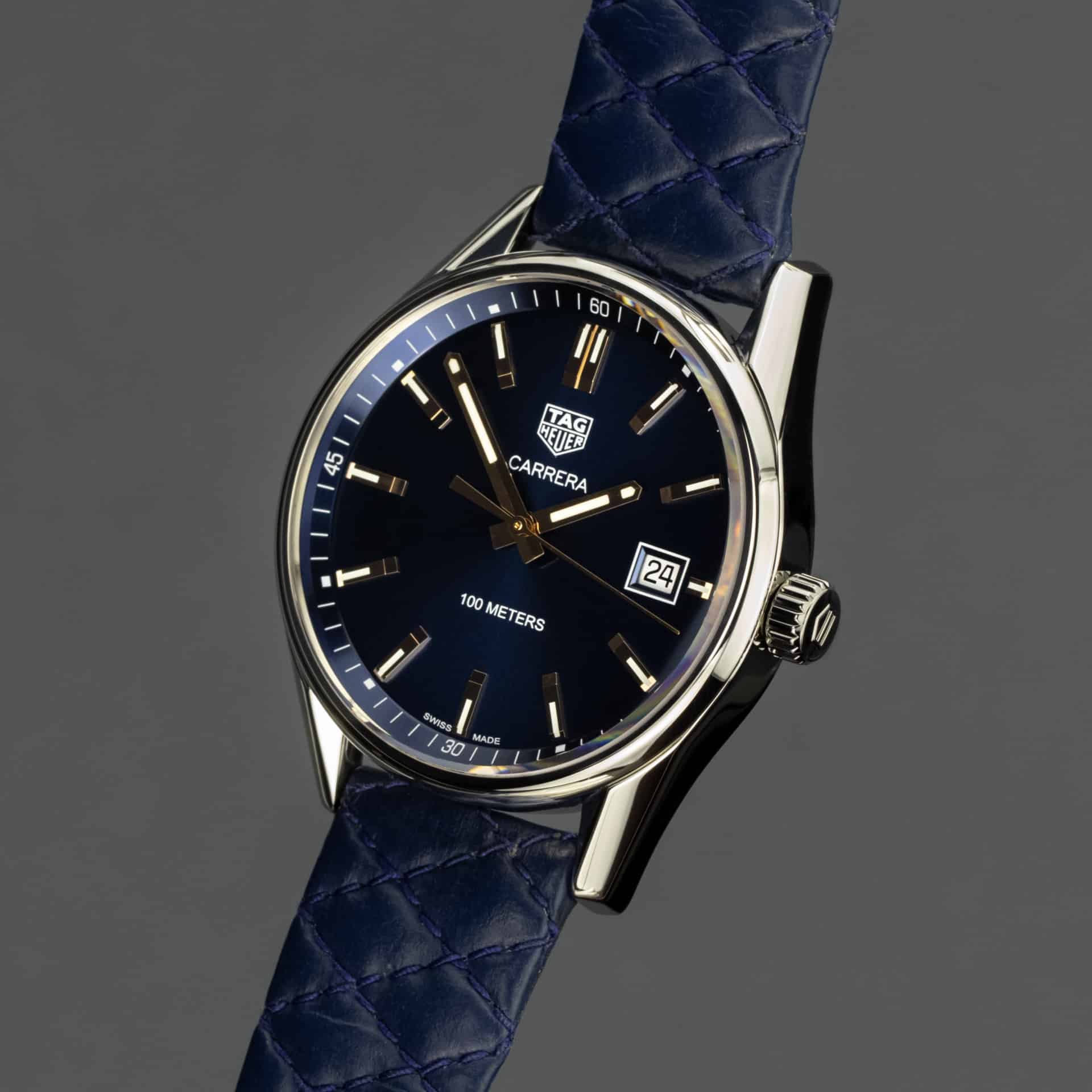  Shop Authentic Tag Heuer Carrera Quartz Blue Dial Blue Calfskin Leather Strap Watch for Women - WAR1112.FC6391 - Luxxuri