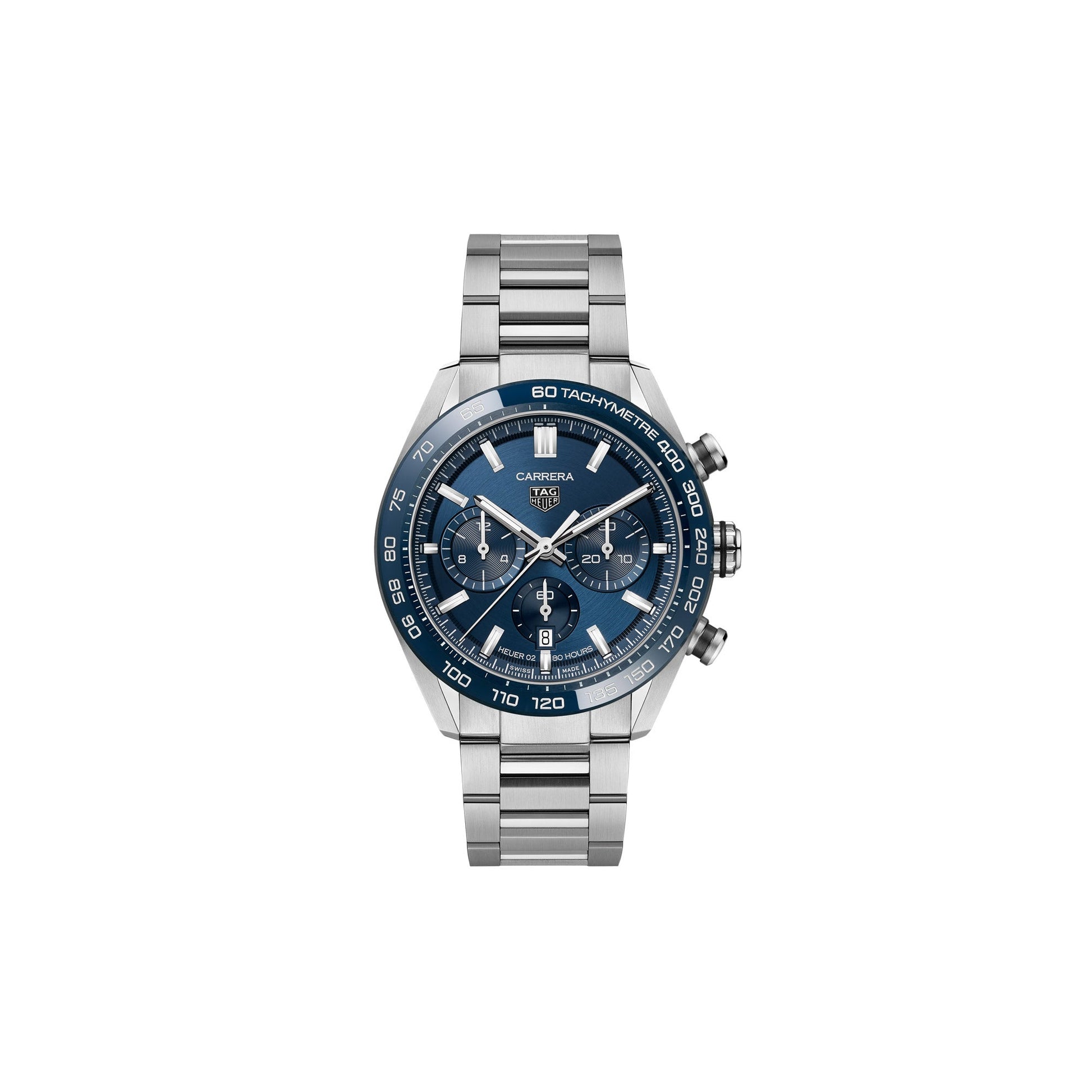  Shop Authentic Tag Heuer Carrera Chronograph Blue Dial Silver Steel Strap Watch for Men - CBN2A1A.BA0643 - Luxxuri